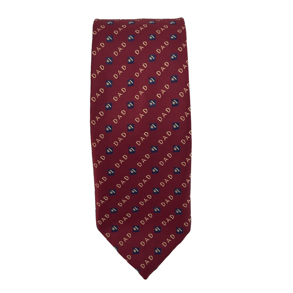 Vintage Unbranded "#1 Dad" Mens Tie, Burgundy Gift For Father Celebrate Dad